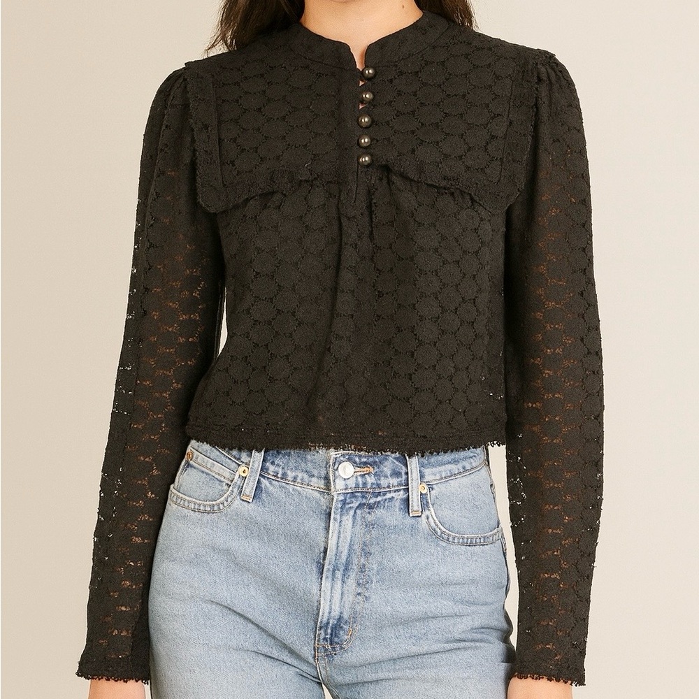 Free People Victorian Lace Button Blouse - Sz M
